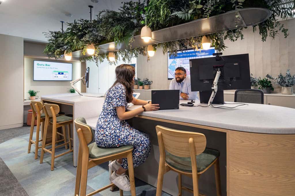 Contemporary workplace furniture and integrated storage